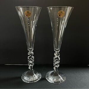 Vintage Set of 2 Millenium 2001‎ Cristal d’Arques Champagne Flutes